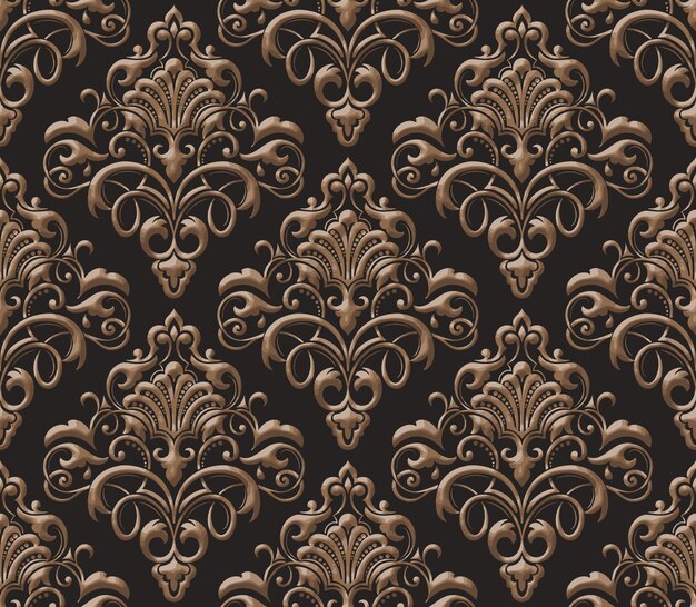 Damasco en relieve sin fisuras patrón de fondo Vector clásico lujo antiguo damasco ornamento royal victorian textura transparente para fondos de pantalla textil envoltura Vintage exquisita plantilla barroca floral