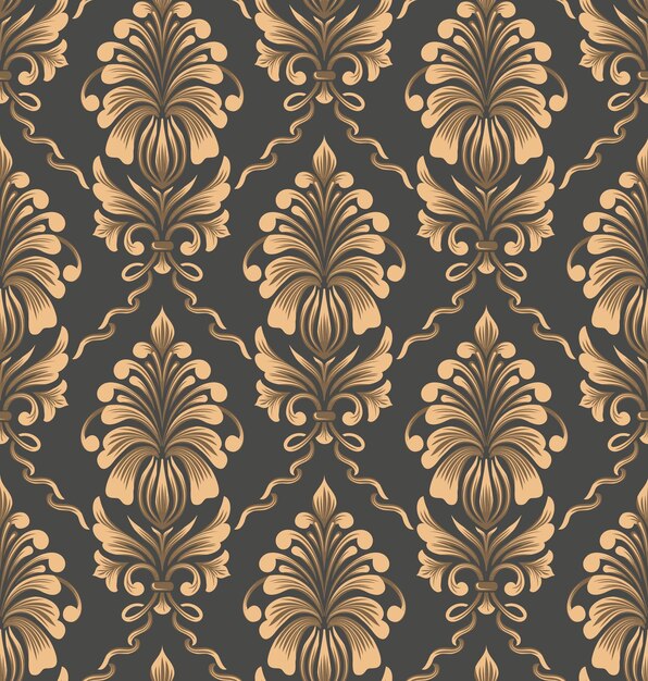 Damasco vectorial de fondo sin costuras Lujo clásico Adorno de damasco pasado de moda Textura transparente victoriana real para fondos de pantalla Envoltura textil Exquisita plantilla barroca floral