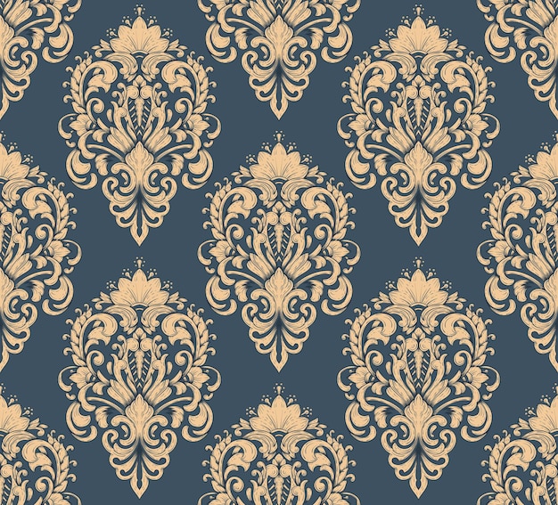 Damasco vectorial de fondo sin costuras Lujo clásico Adorno de damasco pasado de moda Textura transparente victoriana real para fondos de pantalla Envoltura textil Exquisita plantilla barroca floral