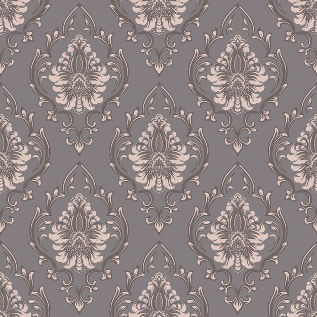 Damasco vectorial de fondo sin costuras Lujo clásico Adorno de damasco pasado de moda Textura transparente victoriana real para fondos de pantalla Envoltura textil Exquisita plantilla barroca floral