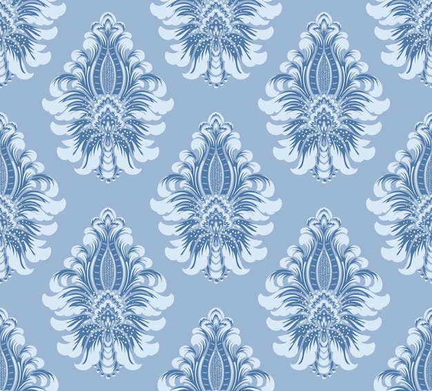 Vector gratuito damasco vectorial de fondo sin costuras lujo clásico adorno de damasco pasado de moda textura transparente victoriana real para fondos de pantalla envoltura textil exquisita plantilla barroca floral