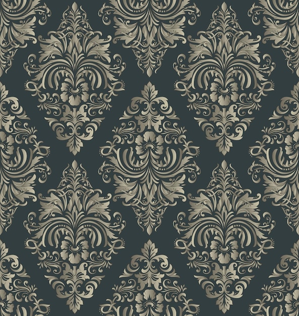 Damasco vectorial de fondo sin costuras Lujo clásico Adorno de damasco pasado de moda Textura transparente victoriana real para fondos de pantalla Envoltura textil Exquisita plantilla barroca floral