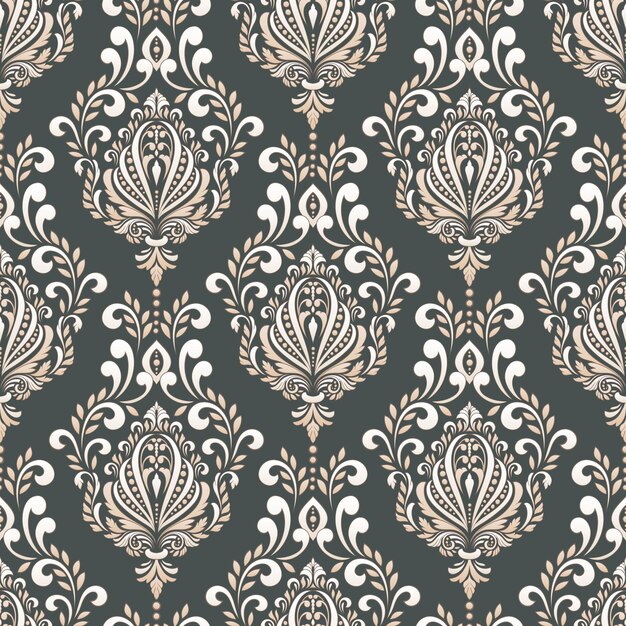 Damasco vectorial de fondo sin costuras Lujo clásico Adorno de damasco pasado de moda Textura transparente victoriana real para fondos de pantalla Envoltura textil Exquisita plantilla barroca floral