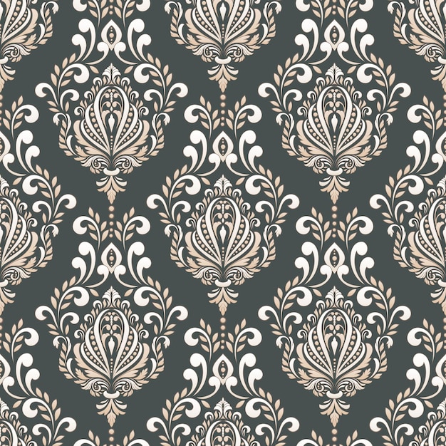 Damasco vectorial de fondo sin costuras Lujo clásico Adorno de damasco pasado de moda Textura transparente victoriana real para fondos de pantalla Envoltura textil Exquisita plantilla barroca floral