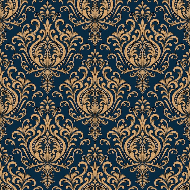 Damasco vectorial de fondo sin costuras Lujo clásico Adorno de damasco pasado de moda Textura transparente victoriana real para fondos de pantalla Envoltura textil Exquisita plantilla barroca floral