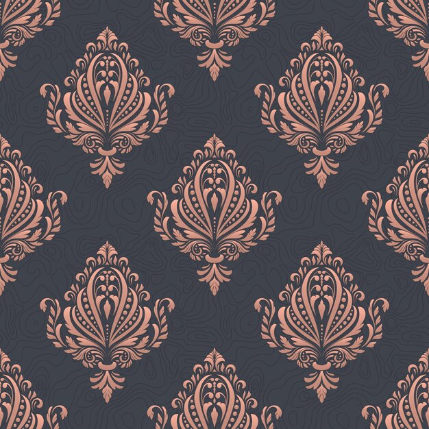 Damasco vectorial de fondo sin costuras Lujo clásico Adorno de damasco pasado de moda Textura transparente victoriana real para fondos de pantalla Envoltura textil Exquisita plantilla barroca floral