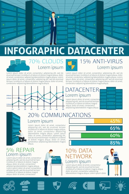 Datacenter infographics set