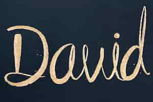 Vector gratuito david nombre brillante vector oro tipografía