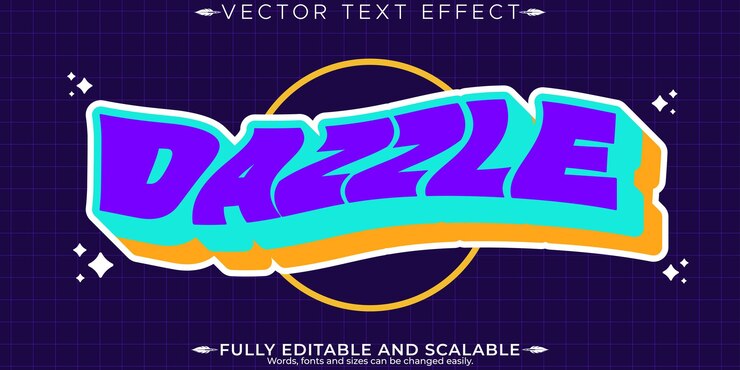 Vector gratuito dazzle efecto de texto editable personalizable estilo de fuente retro y brillante 3d