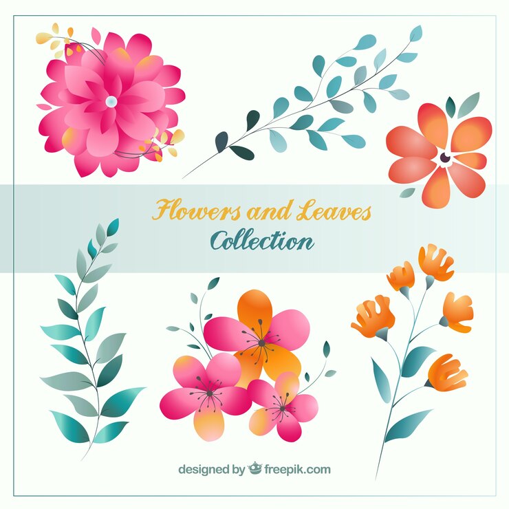 Vector gratuito dé las flores y las hojas en primavera