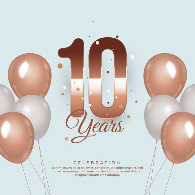 Décimo aniversario o cumpleaños realista