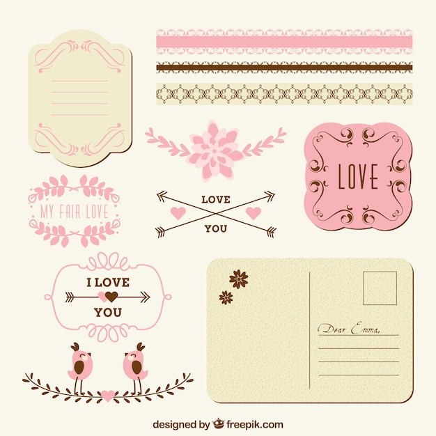 Vector gratuito decoración de amor para correo