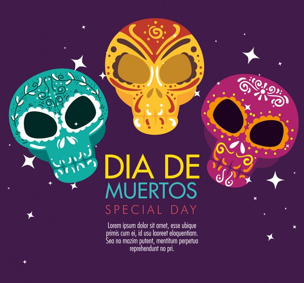 Decoración de calaveras para la celebración del día de los muertos