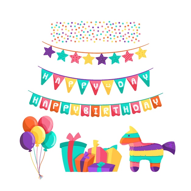 Vector gratuito decoración colorida de cumpleaños