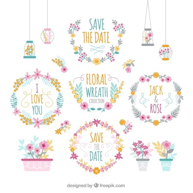 Vector gratuito decoración fantástica con flores rosas