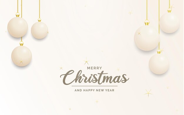 Decoración festiva de Navidad Bolas de Navidad blancas y doradas para el blog de redes sociales del sitio web o su canal de video Ilustración vectorial
