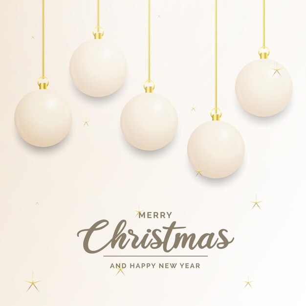 Decoración festiva de Navidad Bolas de Navidad blancas y doradas para el blog de redes sociales del sitio web o su canal de video Ilustración vectorial