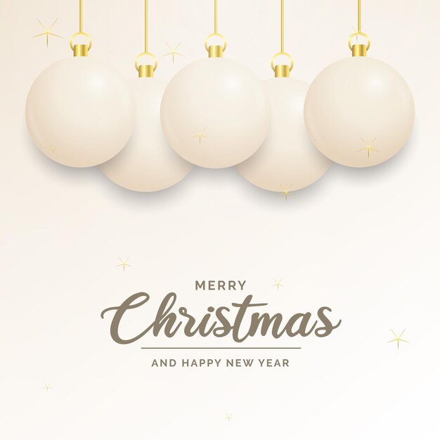 Decoración festiva de Navidad Bolas de Navidad blancas y doradas para el blog de redes sociales del sitio web o su canal de video Ilustración vectorial