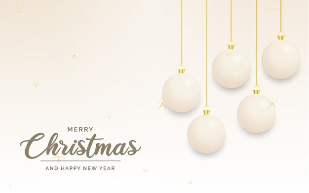 Decoración festiva de Navidad Bolas de Navidad blancas y doradas para el blog de redes sociales del sitio web o su canal de video Ilustración vectorial