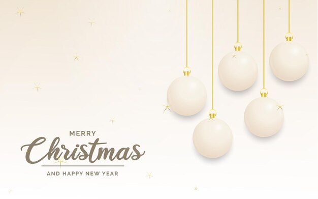 Decoración festiva de Navidad Bolas de Navidad blancas y doradas para el blog de redes sociales del sitio web o su canal de video Ilustración vectorial