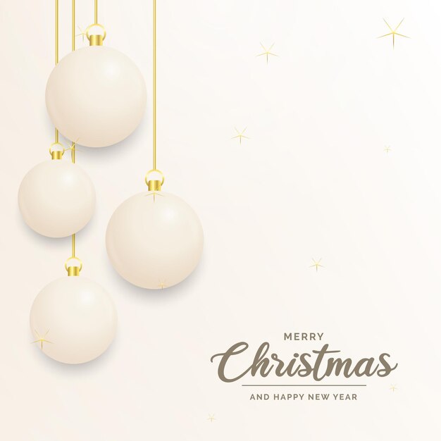Decoración festiva de Navidad Bolas de Navidad blancas y doradas para el blog de redes sociales del sitio web o su canal de video Ilustración vectorial