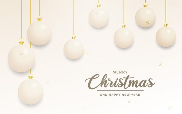 Decoración festiva de Navidad Bolas de Navidad blancas y doradas para el blog de redes sociales del sitio web o su canal de video Ilustración vectorial