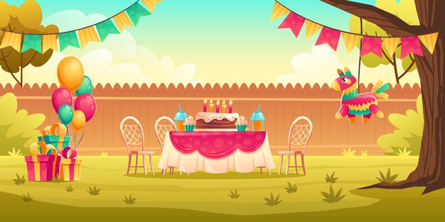 Decoración de fiesta de cumpleaños para niños afuera