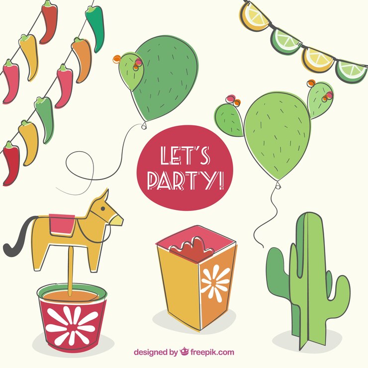 Vector gratuito decoración de fiesta dibujada a mano