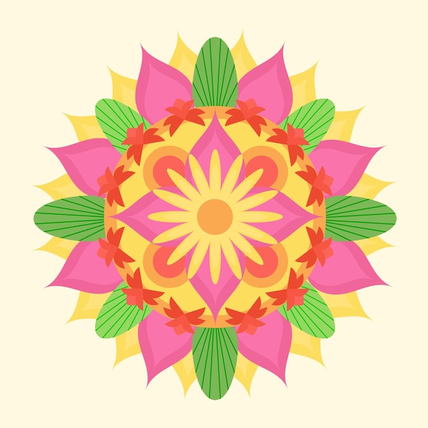 Vector gratuito decoración floral plana onam