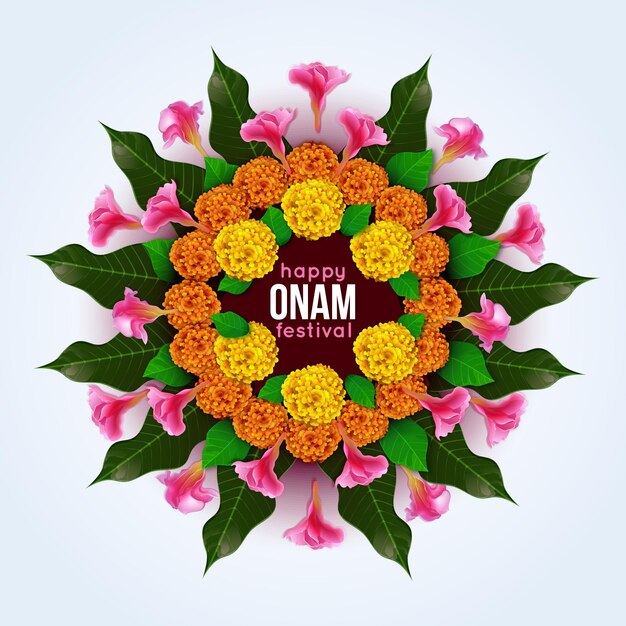 Decoración floral realista de onam