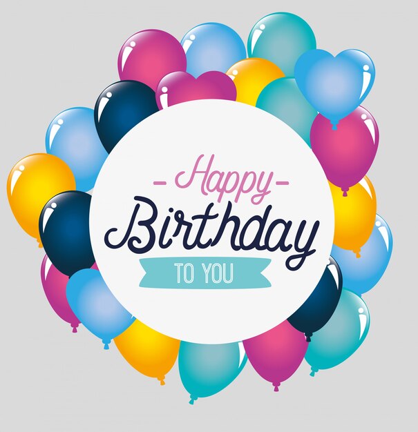 decoración de globos para feliz cumpleaños, tarjeta de felicitación