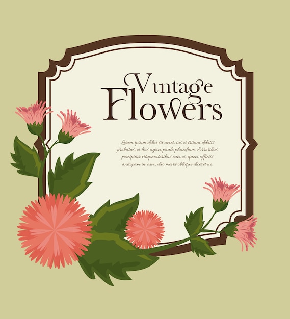 Decoración de marco de flores vintage