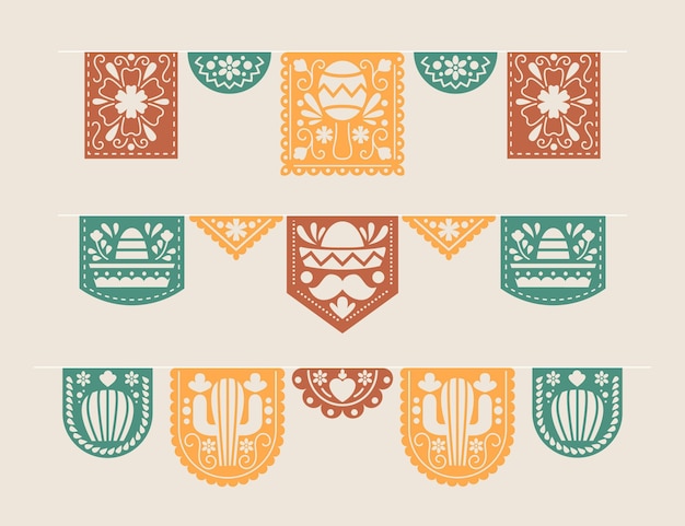 Vector gratuito decoración mexicana plana cinco de mayo