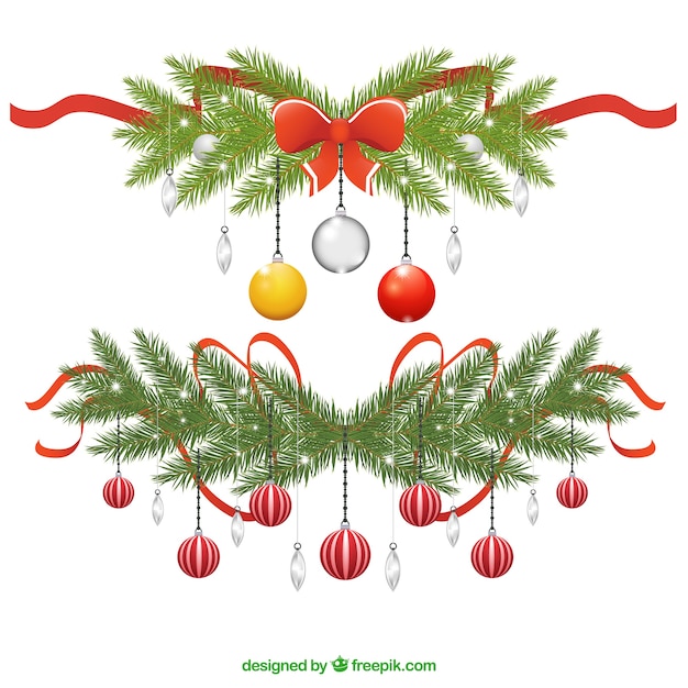 Vector gratuito decoración de navidad con adornos de