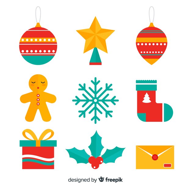 Decoración de navidad en diseño flat