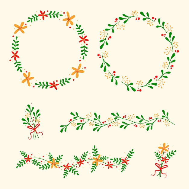 Decoración de navidad de diseño plano con corona