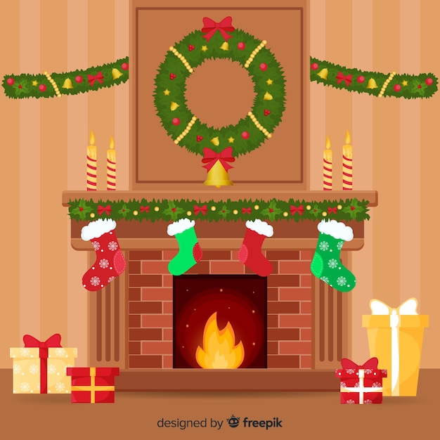 Vector gratuito decoración de navidad en estilo flat