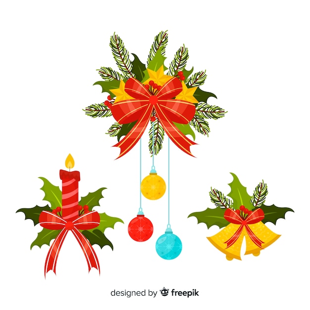 Vector gratuito decoración de navidad flat