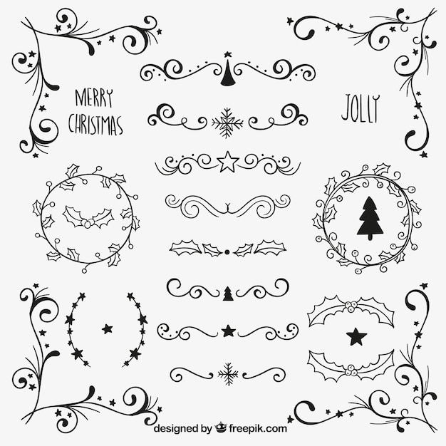 Vector gratuito decoración de navidad ornamental dibujada a mano