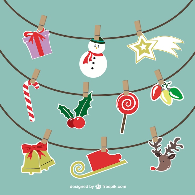 Vector gratuito decoración navideña colgando vector