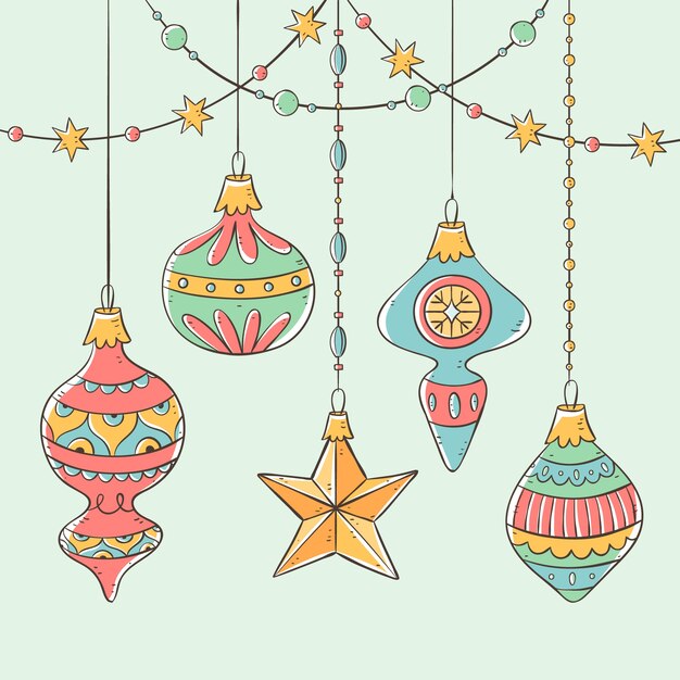 Decoración navideña dibujada a mano