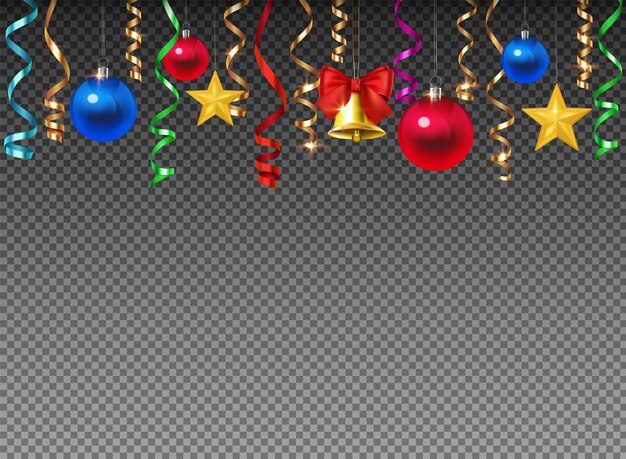 Decoración navideña con oropel y bolas.