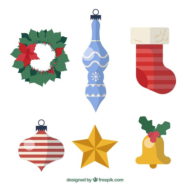 Decoración navideño con diseño plano
