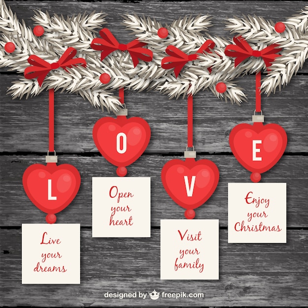 Vector gratuito decoración romántica de navidad