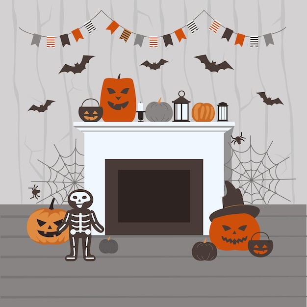 Vector gratuito decoraciones para el hogar de halloween espeluznantes