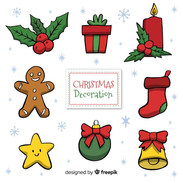 Decoraciones navideñas dibujadas a mano