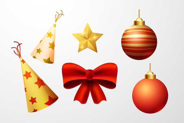 Vector gratuito decoraciones navideñas realistas