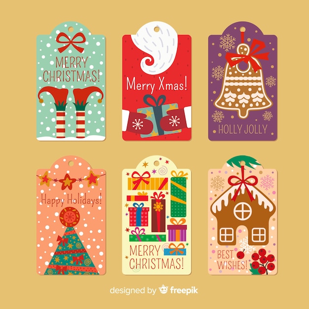 Vector gratuito decorativas etiquetas navideñas