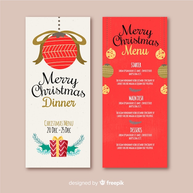 Decorativo diseño de menú de navidad