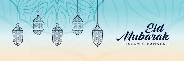 Decorativo festival de lámparas eid banner